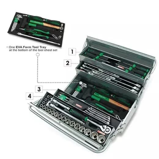 Caja de Herramientas  63 Pz. Caja Metal Plateada