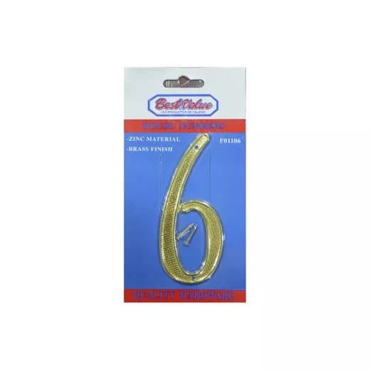 Numero "6" P/Puerta Dorado 4" | Best Value