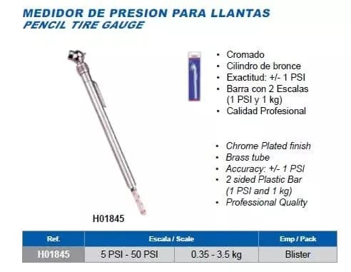 Medidor De Aire Para Llanta 50LBS.