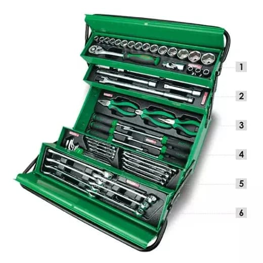 Caja de Herramientas  62 Pz. Caja Metal Verde