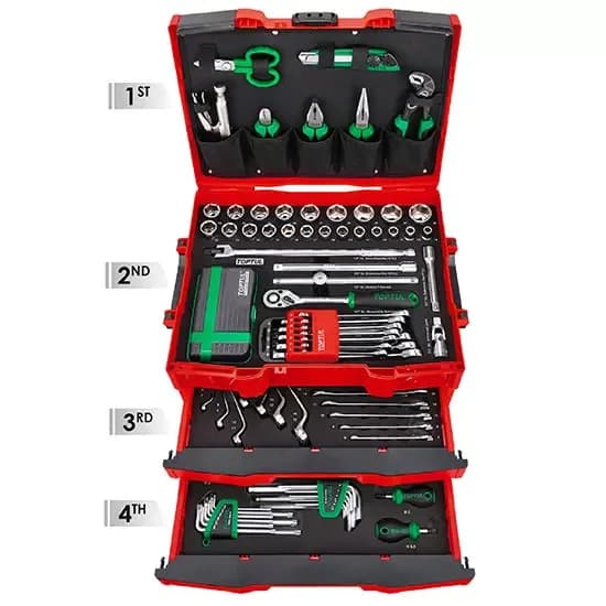 Caja de herramientas 134 piezas con 2 cajones entrelazados Toptul