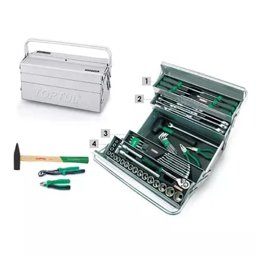 Caja de Herramientas  63 Pz. Caja Metal Plateada