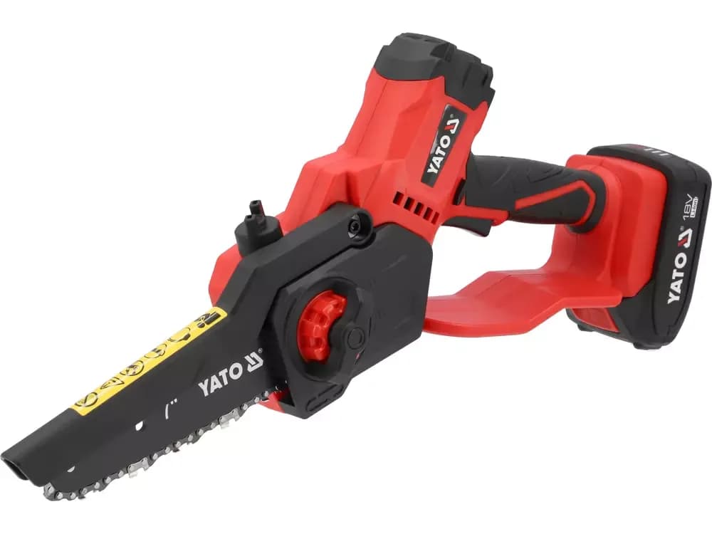 MINI MOTOSIERRA 18V YATO, BARRA GUÍA 7'' -CON BATERÍA Y CARGADOR