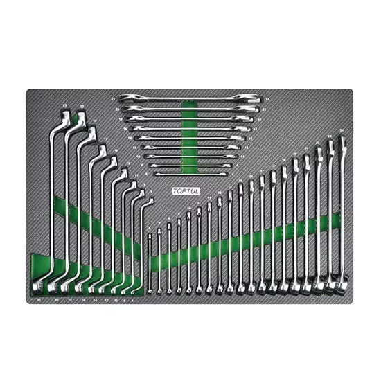 Juego de 37 piezas: llave combinada, llave de doble boca y llave de doble anillo.