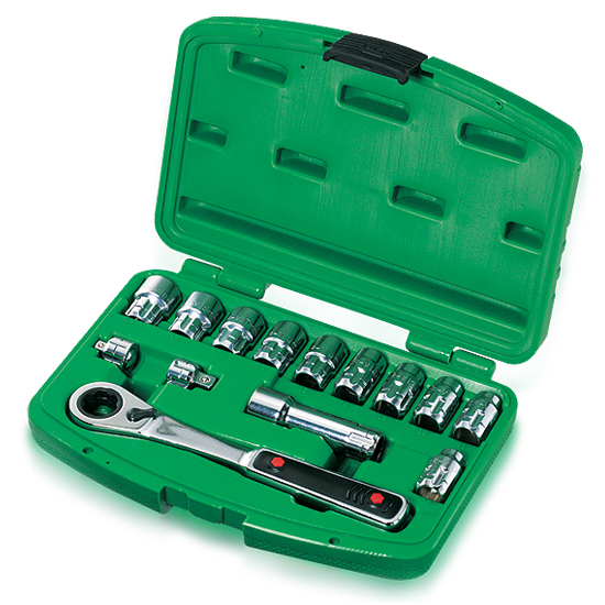 Juego de Llave Tubos 3/8" -  14 Pz. Caja Verde