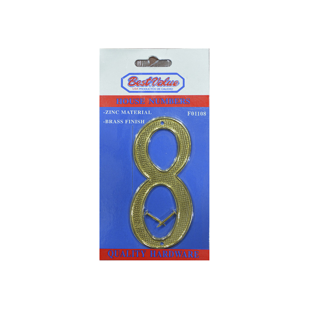 Numero "8" P/Puerta Dorado 4" | Best Value