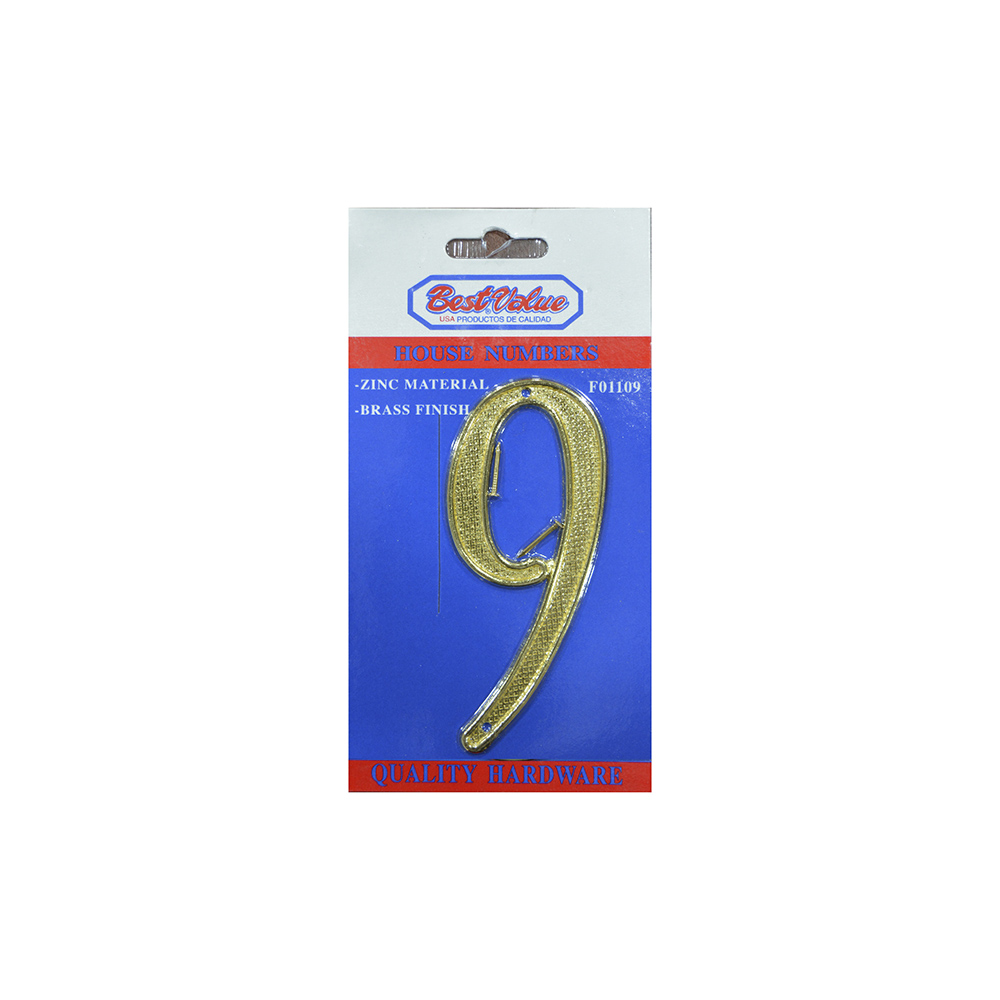 Numero "9" P/Puerta Dorado 4" | Best Value
