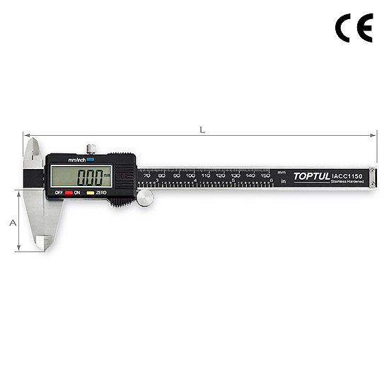 Calibre digital de acero inoxidable – Pantalla LED – pulgadas y métrica LCD  eléctrica de 6 pulgadas/150 milímetros de encendido y apagado automático –