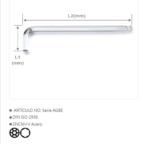 Llave Allen Extra Larga 10mm