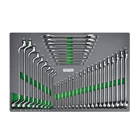 Juego de 37 piezas: llave combinada, llave de doble boca y llave de doble anillo.