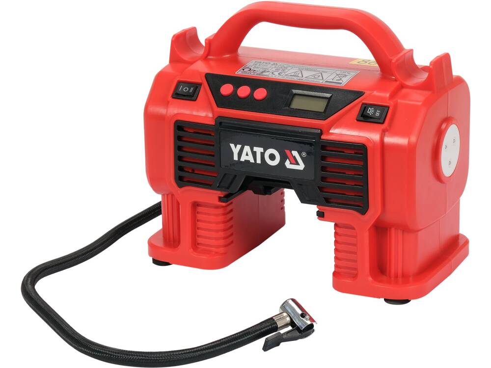 INFLADOR INALÁMBRICO YATO 11 BAR 18 V + ENCENDEDOR 12 V (SIN BATERIA NI CARGADOR)